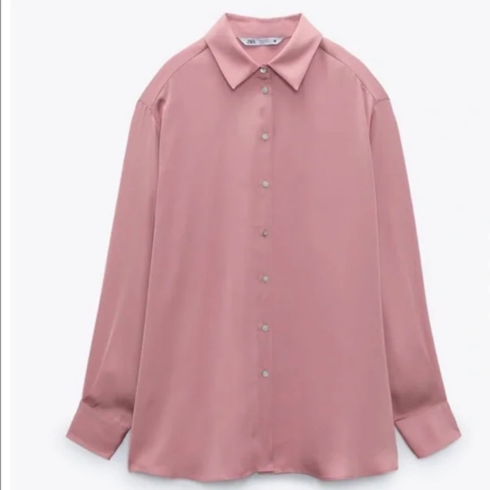 Zara Satin Effect Blouse - Dusty Rose